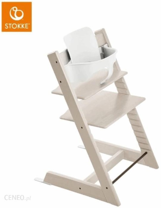 Stokke Tripp Trapp + zestaw Baby Set + tacka - rosnące krzesełko do karmienia z akcesoriami-Whitewash-Black Ok24-7067366 фото