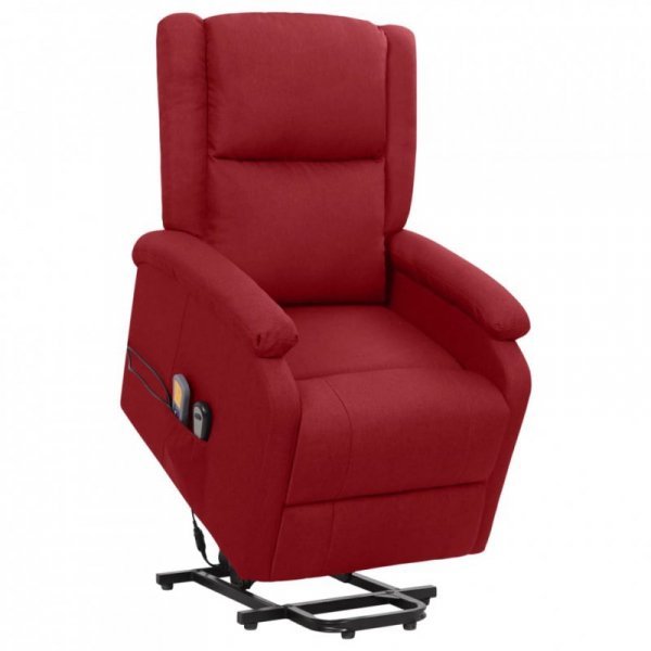 VidaXL Podnoszony fotel masujący, winna czerwień, tkanina Ok24-94268031 фото