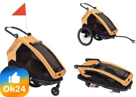 Przyczepka owa dla dzieci XLC MONO S BS C09 2w1 wózek składana amortyzacja pomarańczowa Ok24-7202514 фото