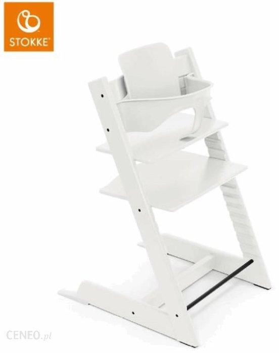 Stokke Tripp Trapp + zestaw Baby Set + tacka - rosnące krzesełko do karmienia z akcesoriami-White-Black Ok24-7067377 фото