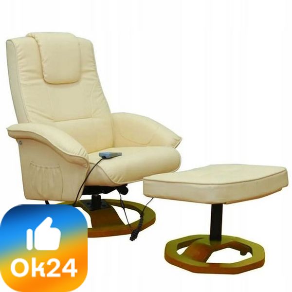 Lumarko Fotel masujący z podnóżkiem, kremowy, sztu Ok24-94268045 фото