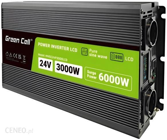 Green Cell PowerInverter 24 V 3000W/60000W czysty sinus Ok24-7179363 фото