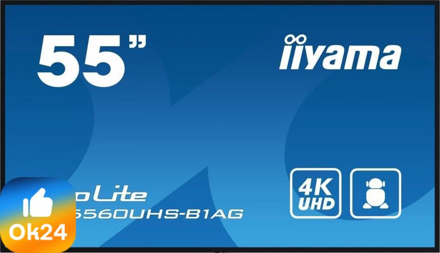 Iiyama Wielkoformatowy 43 Cale Lh5560Uhs-B1Ag Matowy 24H/7 500(Cd/M2) Va 3840x2160 Uhd(4K) System Android.11 Wifi Cms(Iisi (LH5560UHSB1AG) Ok24-770017 фото