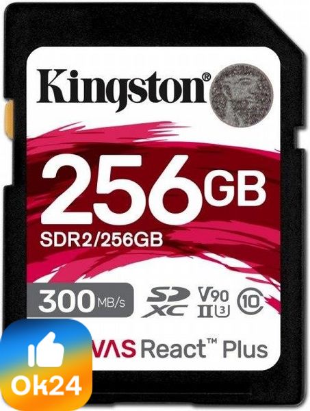 Kingston Karta pamięci SD 256GB Canvas React Plus 300/260 UHS-II U3 Ok24-776337 фото