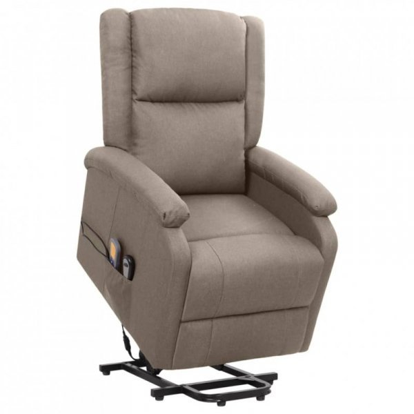 VidaXL Podnoszony fotel masujący, kolor taupe, tkanina Ok24-94268034 фото