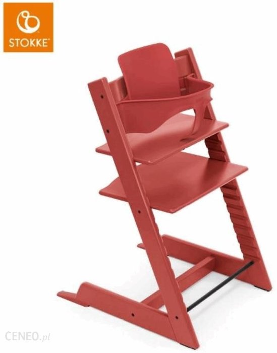 Stokke Tripp Trapp + zestaw Baby Set + tacka - rosnące krzesełko do karmienia z akcesoriami-Warm Red-Black Ok24-7067357 фото