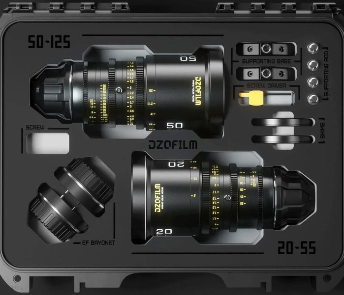 DZOFILM Pictor Zoom DZO 2-Lens Kit Bundle (50-125mm/20-55mm T2.8, PL+EF Mount) Black | y filmowe + case Ok24-735219 фото