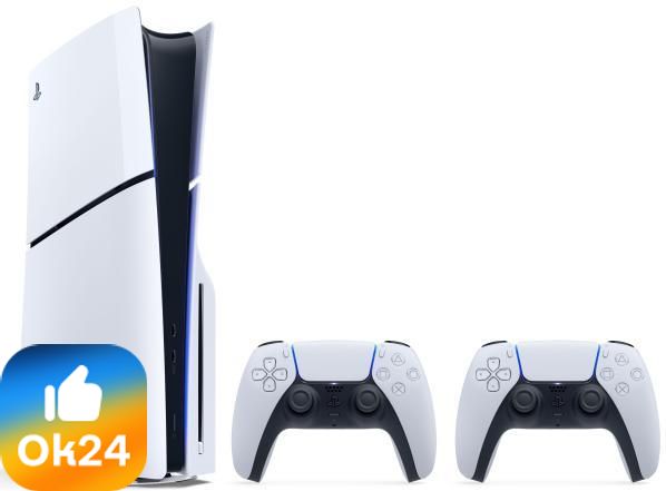 Sony PlayStation 5 D Chassis (Slim) + dodatkowy pad DualSense Biały Ok24-7158215 фото