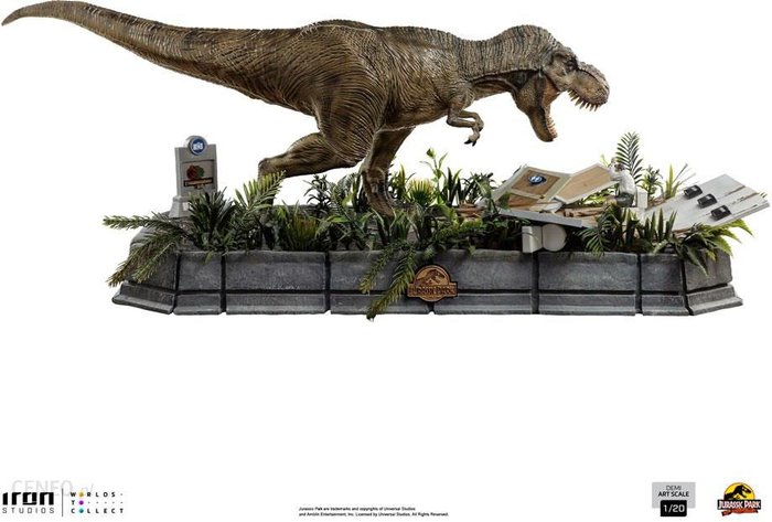 Iron Studios Jurassic Park Demi Art Scale Statue 1/20 T-Rex attacks Donald Gennaro 30 cm Ok24-7154067 фото
