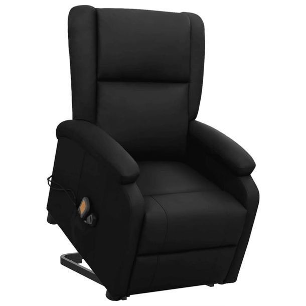 Podnoszony fotel rozkładany, masujący, czarny, ekoskóra Ok24-94268036 фото