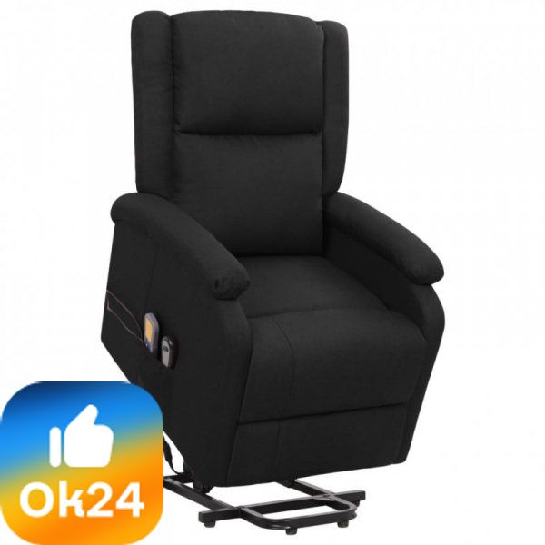 VidaXL Podnoszony fotel masujący, czarna, tkanina Ok24-94268037 фото