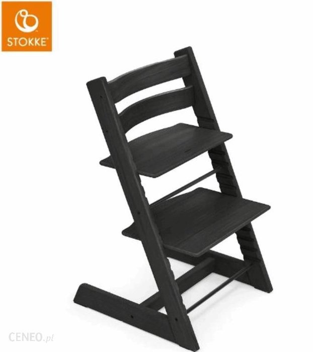 Stokke Tripp Trapp + zestaw Baby Set + tacka - rosnące krzesełko do karmienia z akcesoriami-Oak Black (drewno dębowe)-Grey Ok24-7067373 фото