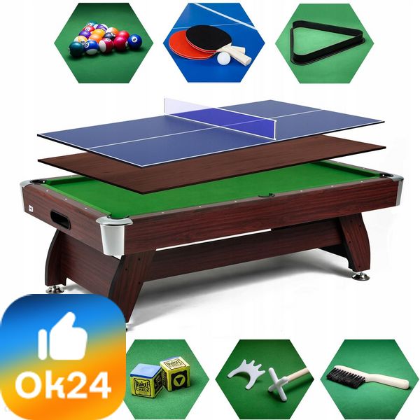 Stół Bilardowy 8 Ft Z Nakładka Ping Pong Akcesoria Ok24-7150476 фото