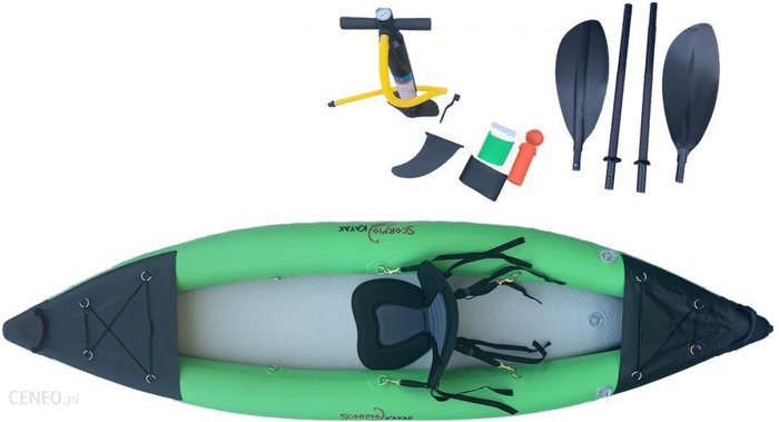 Scorpio Kayak Jednoosobowy Pneumatyczny Turystyczny Hybrid I Czarny Zielony Ok24-7149476 фото