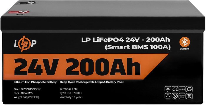 Smart LP LiFePO4 24V - 200 Ah (Smart BMS 100A) Ok24-7157161 фото